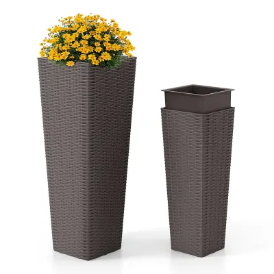 Komplet: cvetlični lonec z ratanovimi zaščitami, 2 kos
