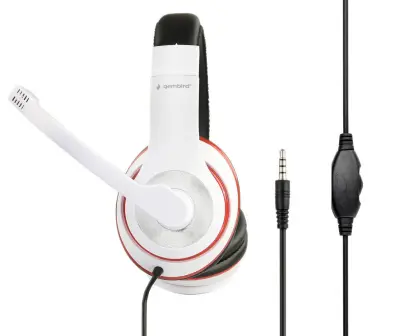 MHS-03-WTRDBK Stereo bele/rdeče/črne, slušalke z mikrofonom