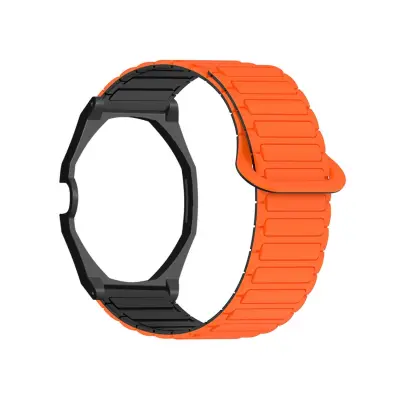 Silikonski pašček, združljiv z AP x Swatch, magnetni I-nosilec 14-21cm Black Orange