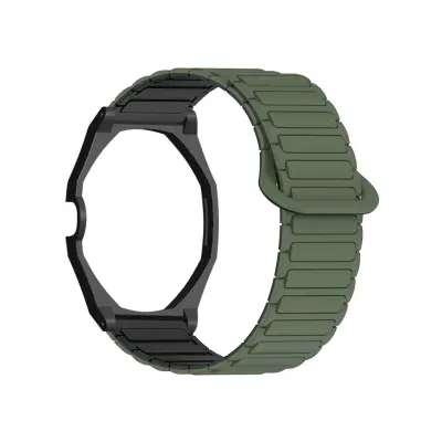 Silikonski pašček, združljiv z AP x Swatch, magnetni I-nosilec 14-21cm Green+Black