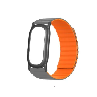 Silikonski nadomestni trak za Fitbit Air z magnetom, sivo-oranžen