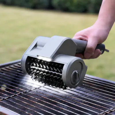 Električna 3-glava brezžična krtača za žar z inox glavami Gray