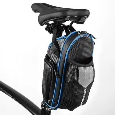 Kolesarska torbica z ogljikovo teksturo, vodoodporna, za 610ml Black+Blue