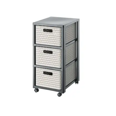 Regal za kopalnico, velik 3 predali, COUNTRY capp/antracit ROTHO