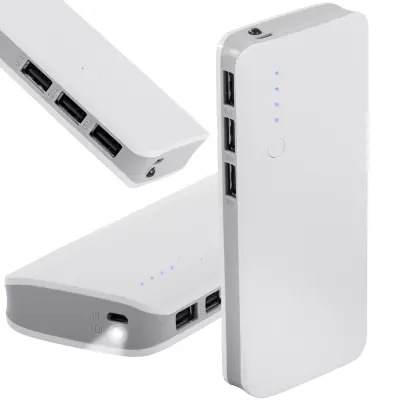 10000mAh prenosna baterija LED in 3x USB 2.1 powerbank bel