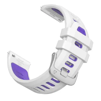 Silikonski dvobarvni pašček za uro, združljiv z Garmin Forerunner 55 white + purple