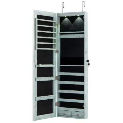 Omarica za nakit z ogledalom in LED Toaletni pribor 35,5 x 10 x 120 cm