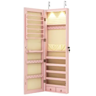 Omarica za nakit z ogledalom in LED Toaletni pribor 35,5 x 10 x 120 cm