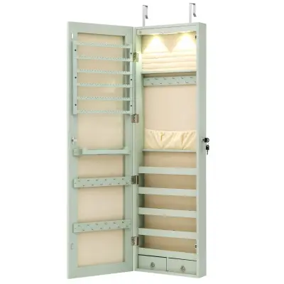 Omarica za nakit z ogledalom in LED Toaletni pribor 35,5 x 10 x 120 cm