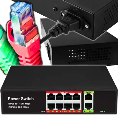 LAN switch POE mrežno stikalo 10 port razdelilnik do 100 Mb/s Uplink