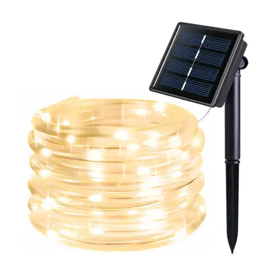 Solar LED Luči na Niz 10m - 100 Toplih Belih Žarnic, 8 Načinov Osvetlitve, Vodoodporni