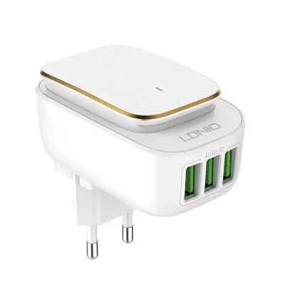 Demo - LDNIO A3305 polnilec USB 220V 3X USB 3,4A + Lightning Kabel + LED lučka