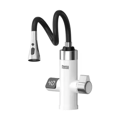 Električna grelna pipa TEESA TSA4112, 3000W, IPX4, bela, ABS plastika, flex izliv