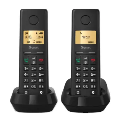 Brezžični telefon GIGASET Pure 200 Duo, črne barve