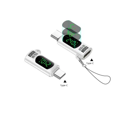 2-delni adapter Type-C ženski–moški z zaslonom, 240W, 8K White