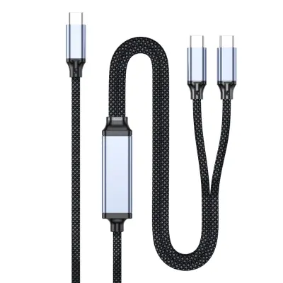 100W Dvojni USB-C kabel za hitro polnjenje - 1,2 m, polnjenje dveh naprav hkrati