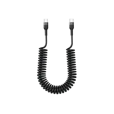USB Type-C to Type-C Navijalni Kabel - 5A Hitro Polnjenje, 1m, Črn
