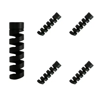 5-Pack Anti-Bend Podatkovni Kabel Spiralni Zaščitnik Organizator, Silikonski Varčevalec Kablov Black