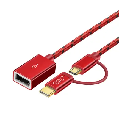 OTG adapter kabel — Type-C in Micro USB dvojni vmesnik, združljiv Red