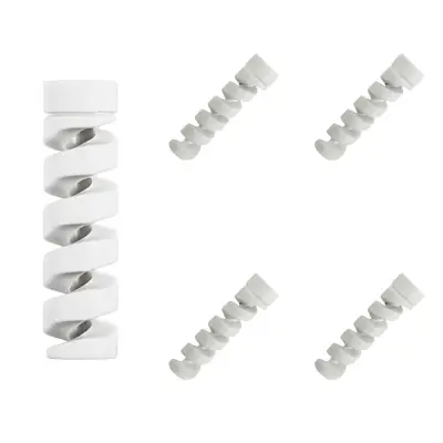 5-Pack Anti-Bend Podatkovni Kabel Spiralni Zaščitnik Organizator, Silikonski Varčevalec Kablov White