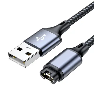 Združljiv USB polnilni kabel za Garmin - 1,2 m siv - za pametne ure Garmin