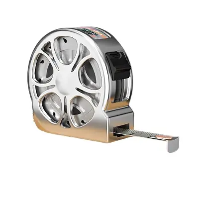 2m Mini Izvlečni Merilni Trak z Luknjami - Prenosno Orodje iz Nerjavečega Jekla Silver