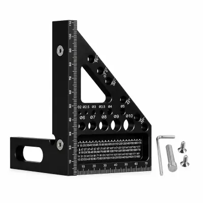 Pravokotni vogalni merilnik 90° iz aluminija za natančno označevanje Black