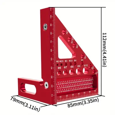 Pravokotni vogalni merilnik 90° iz aluminija za natančno označevanje Red