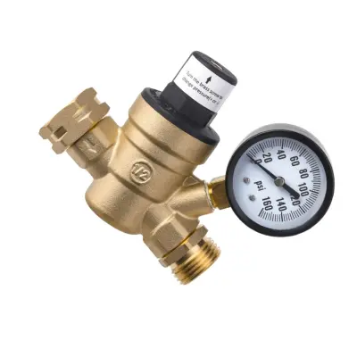 Brezsvinčen medeninski regulator tlaka z merilnikom NH3/4 za RV