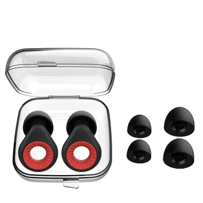 Utiševalne silikonske ušesne čepke za zmanjšanje šuma in udobje Black+Red