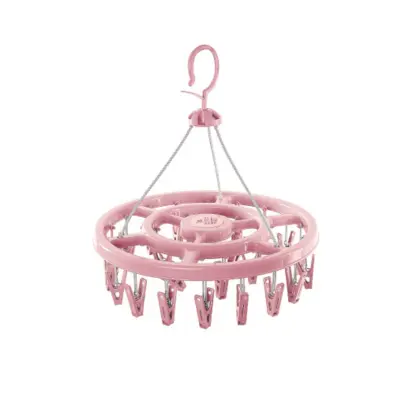 Zložljiv obešalnik za perilo 18-peg, vetru odporen, ABS 277g Pink