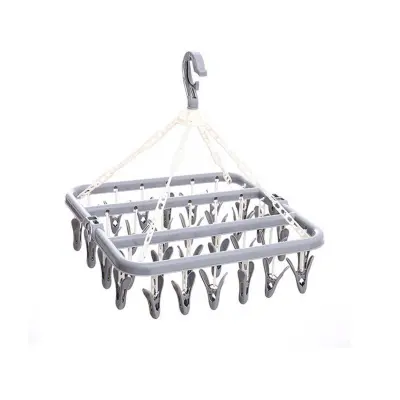 Zložljiv obešalnik z 32 sponkami – vetrotopen ABS, 275g Gray