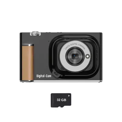 Mini digitalni fotoaparat z magnetnim podstavkom, 5K in 18x zoomom Black