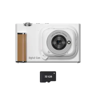 Mini digitalni fotoaparat z magnetnim podstavkom, 5K in 18x zoomom White