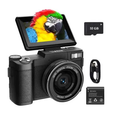 Digitalni fotoaparat 5K, 64 MP, WiFi, kartica in IPS zaslon Black
