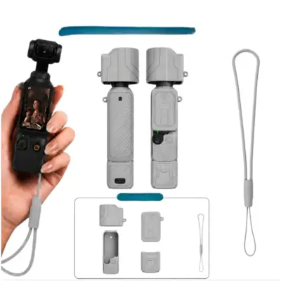 Nadgrajen črn silikonski trak 5-delni za DJI Pocket 4 odporen na udarce Gray