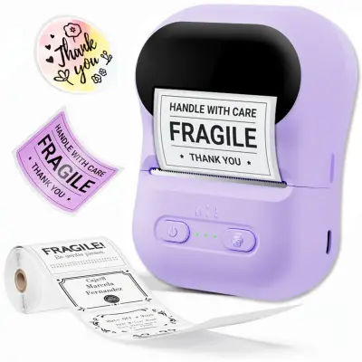 Termični tiskalnik nalepk z Bluetoothom, USB Type-C in aplikacijo Purple