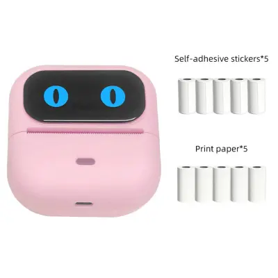 Mini prenosni termični tiskalnik z 10 zvitki papirja Pink