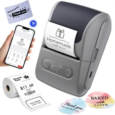 Termični Bluetooth tiskalnik etiket Type-C, 6 zvitkov, 203DPI Gray