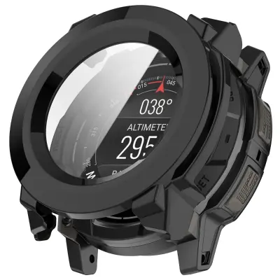 PC ovoj s kaljenim steklom za Garmin Instinct 3 50mm, črna zaščita