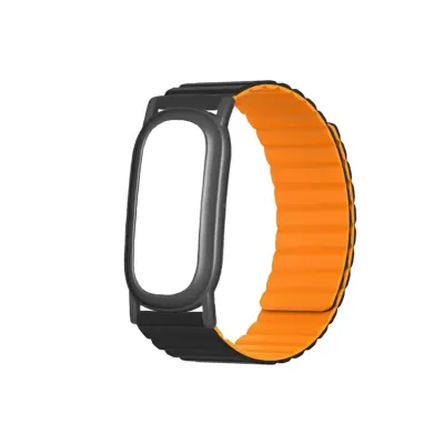 Zamenljiva zapestnica za Fitbit Air, silikon+PC, magnetna, 25cm Black Orange