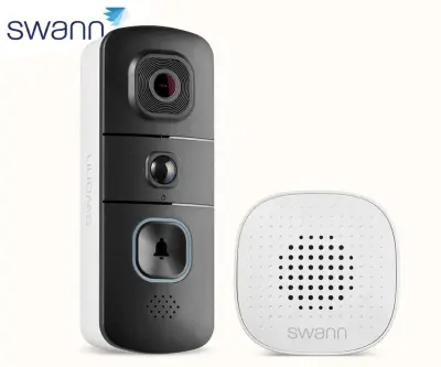 SWANN SEVDBC EVO pametni video zvonec, 2K QHD, WIFI, TrueDetect, SwannShield AI glasovni pomočnik, 5200mAh polnilna baterija, 140° snemanje, APP, IR