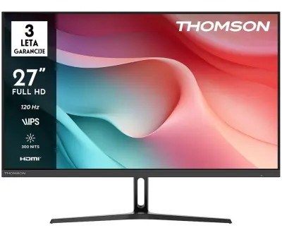 THOMSON M27FB2Y15 monitor, 69cm (27"), Full HD, 120Hz, IPS, 5ms, 300nit, 110% sRGB, HDR10, HDMI, USB-C, AV-in, naklon, zvočniki, Adaptive Sync, VRR