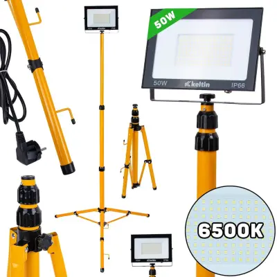 50W SMD LED gradbeni reflektor na stativu 6500K