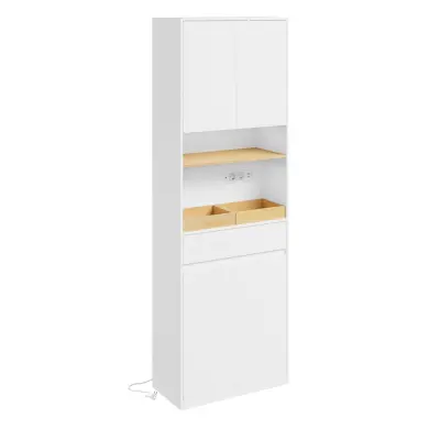 Visoka kopalniška omara s pralnim košem Bela 60x30x180cm BZR241-E-W