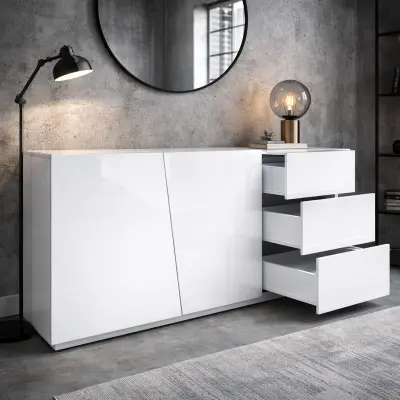 Komoda Sam Remo – Corpus: White UV HG. Fronts: White UV HG (full lacquered)