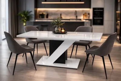 Jedilna miza Veneto – Black/White HG (full lacquered) table top 32mm