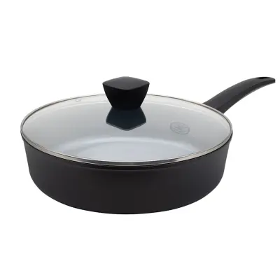 BE Living Globoka ponev s pokrovom Delight Black 28 cm