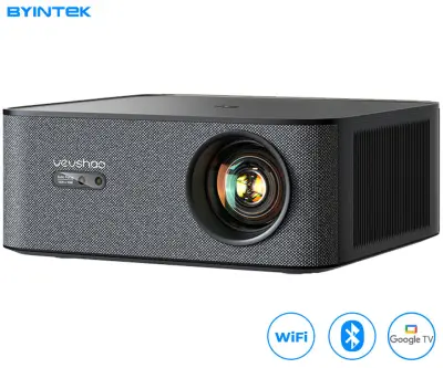Prenosni LED LCD projektor BYINTEK VEVSHAO A24, GoogleTV, Dual WIFI, Bluetooth, 1700 ANSI lumnov, samodejni fokus, STEREO zvočniki, stojalo, max 4K