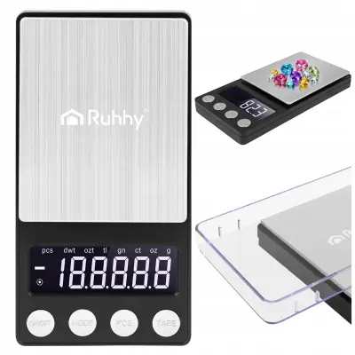 Digitalna mini LCD žepna tehtnica za nakit 500-0.01g osvetljena črna